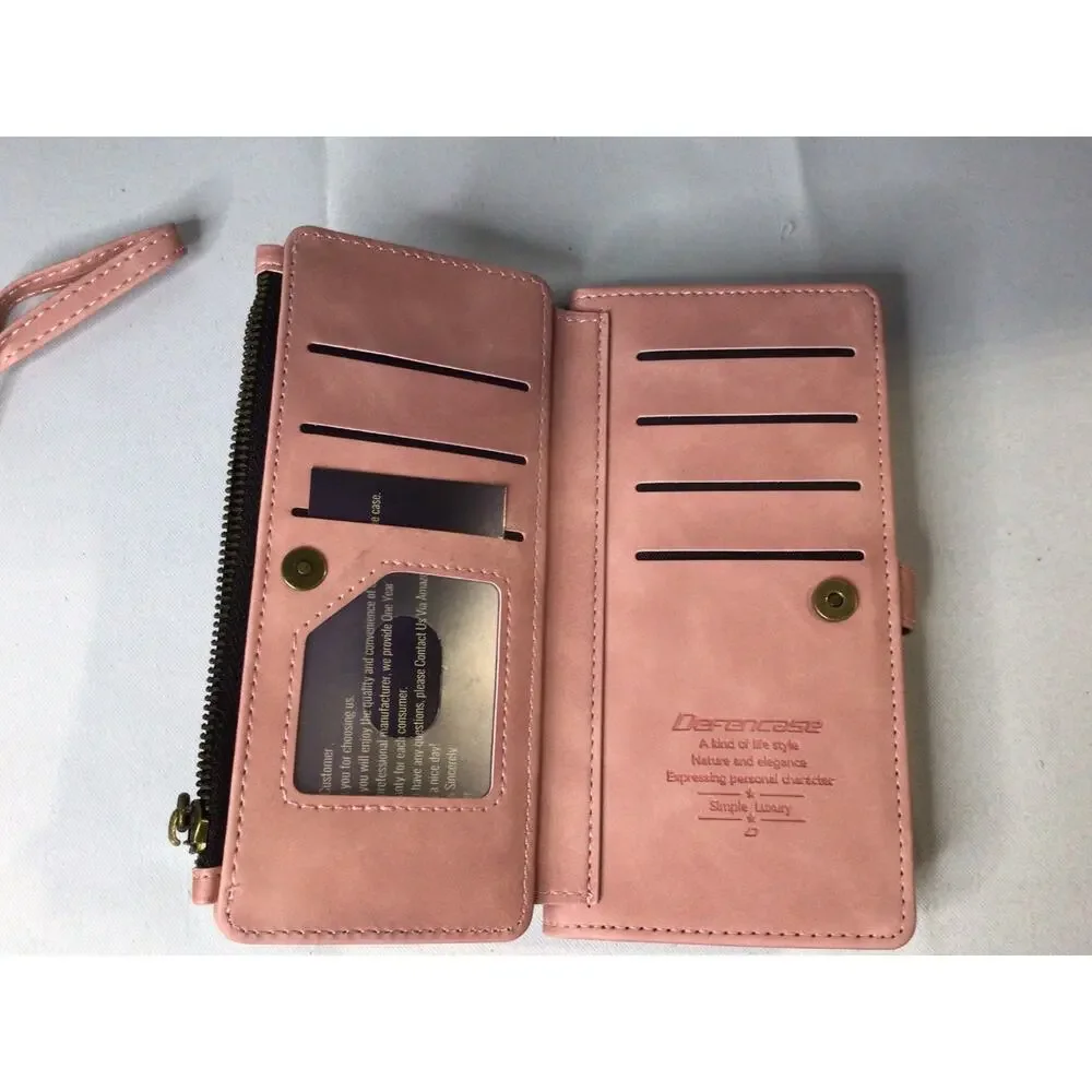 Defencase for iPhone 15 Pro Max Case Wallet with RFID Blocking Card Rose Pink